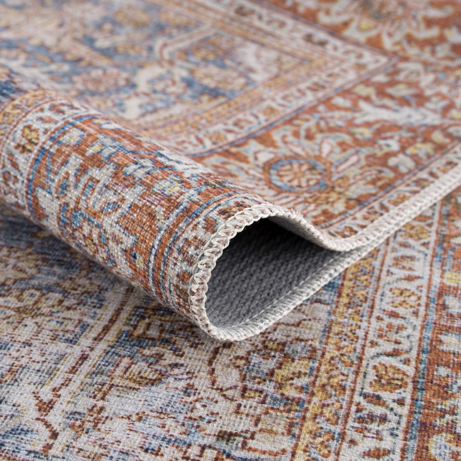 Rust Mair Traditional Washable Area Rug - Clearance
