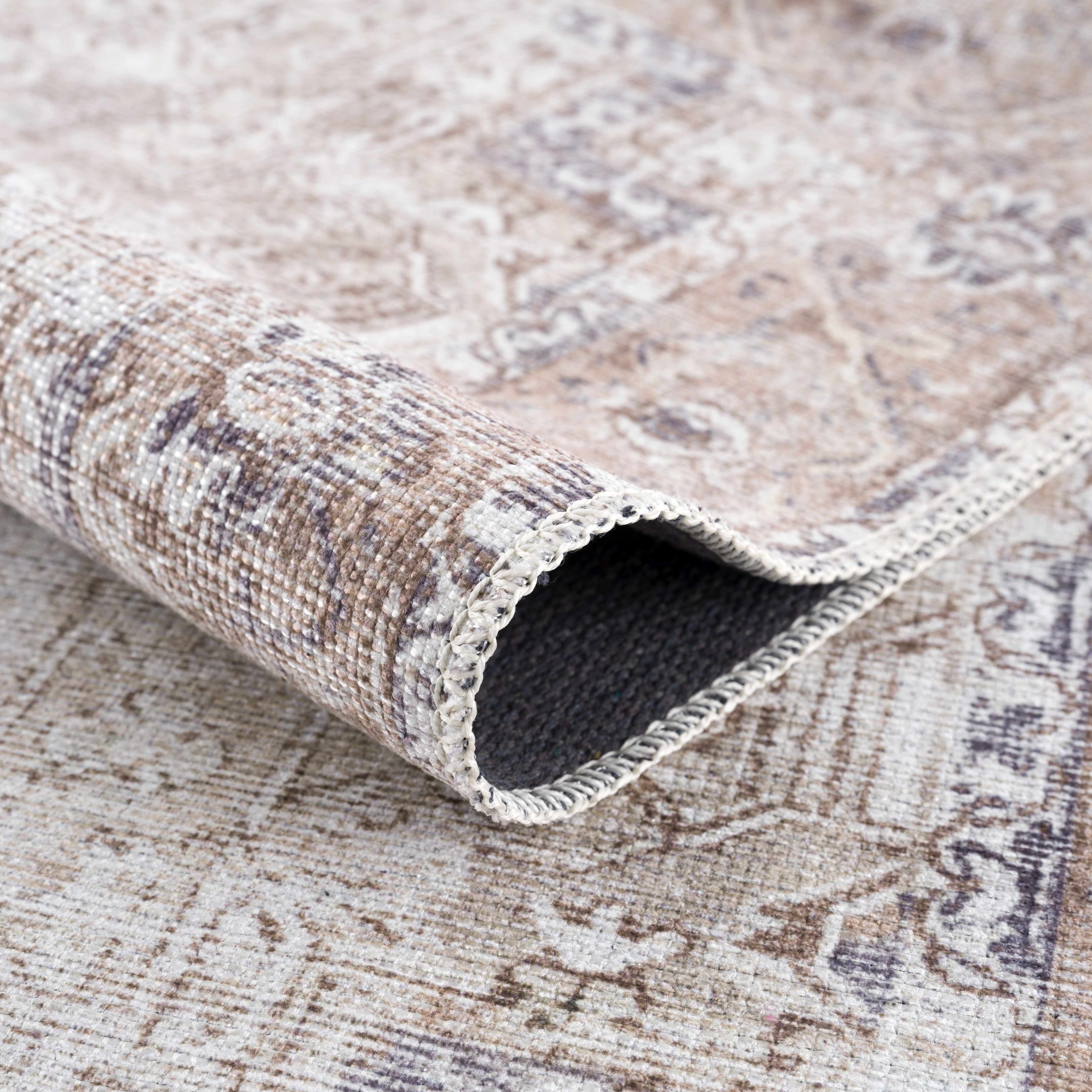 Alfombra lavable beige Rosman - Edición limitada