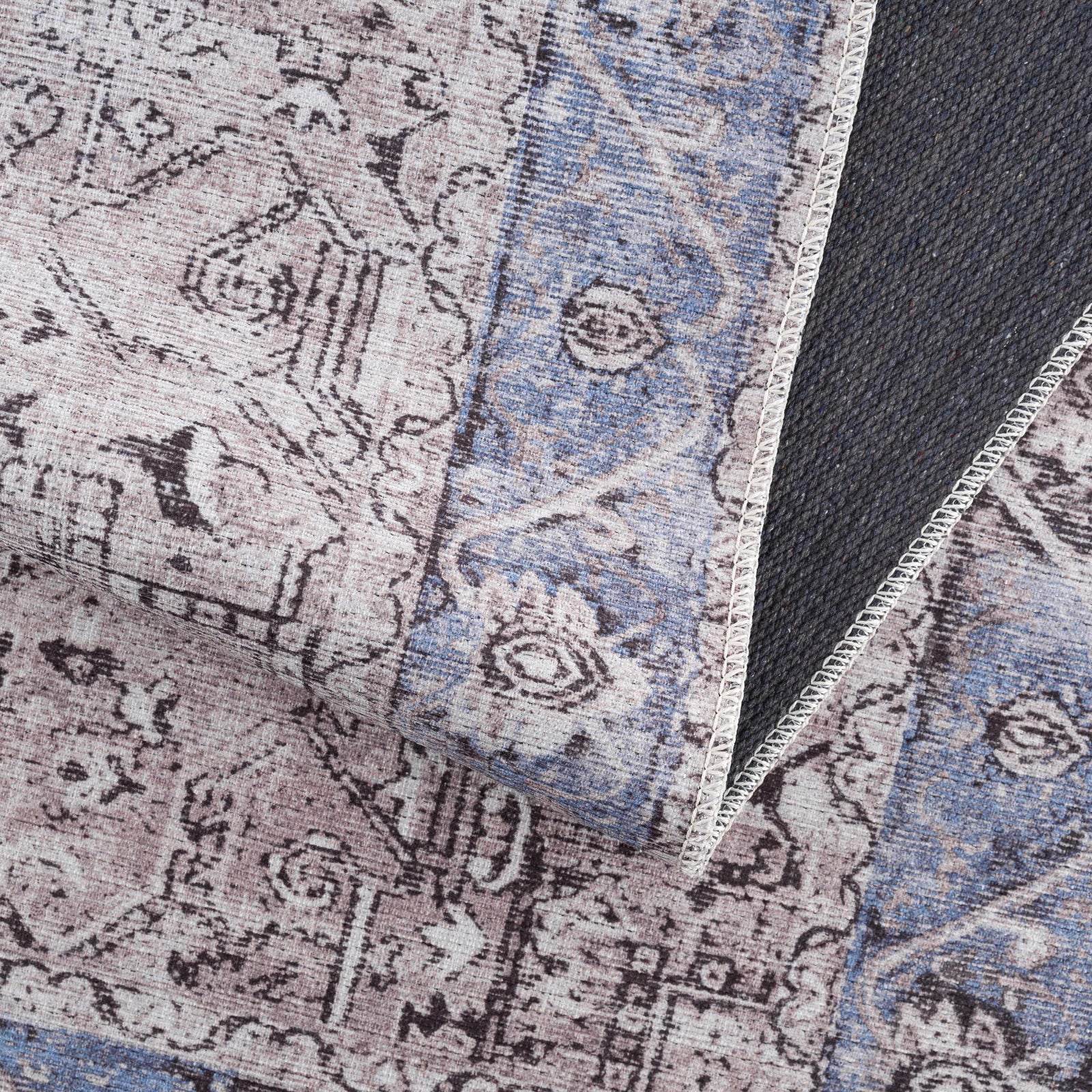 Alfombra lavable Rosman azul y beige - Promoción - Liquidación