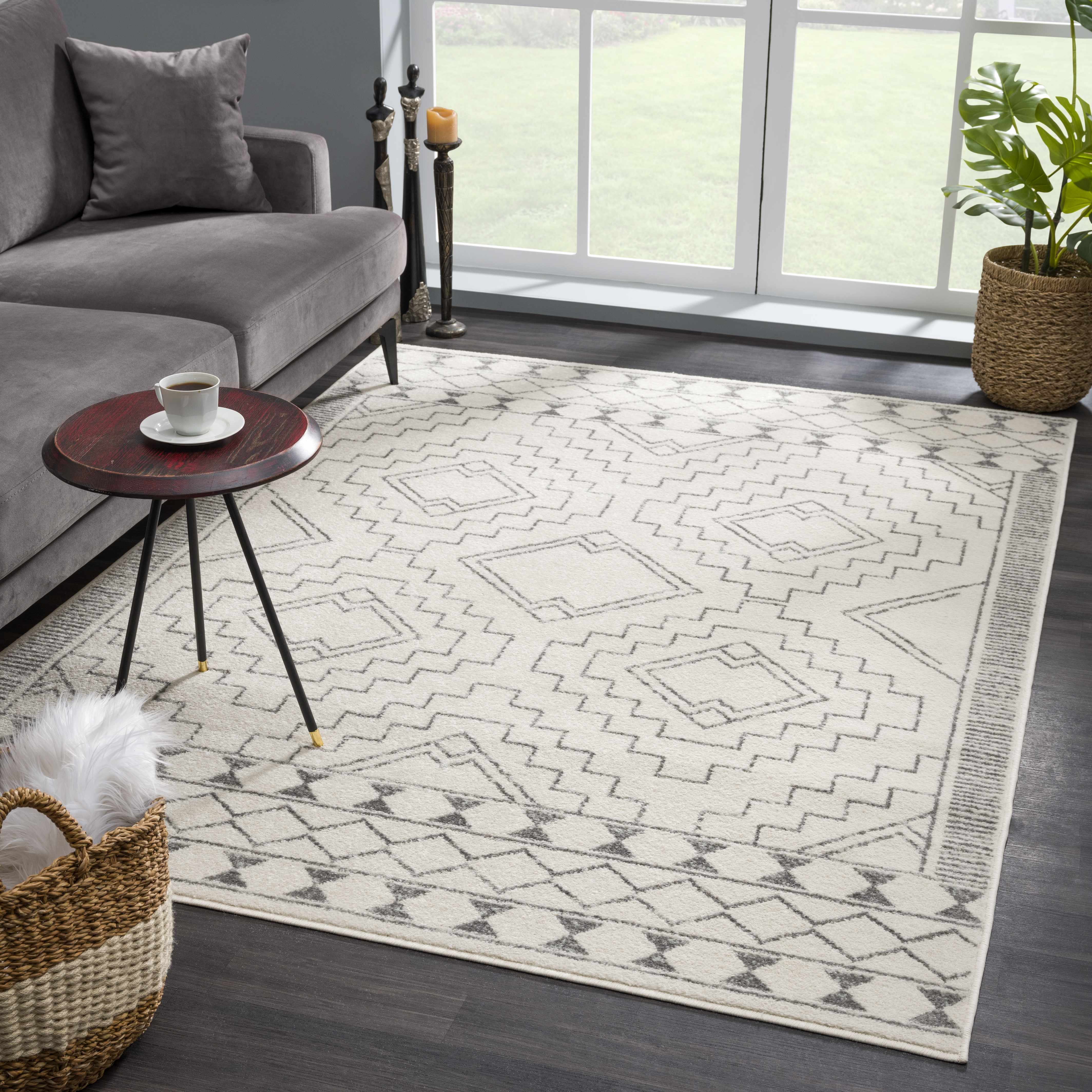 Alfombra tribal color marfil KMRSH-4614 - Oferta