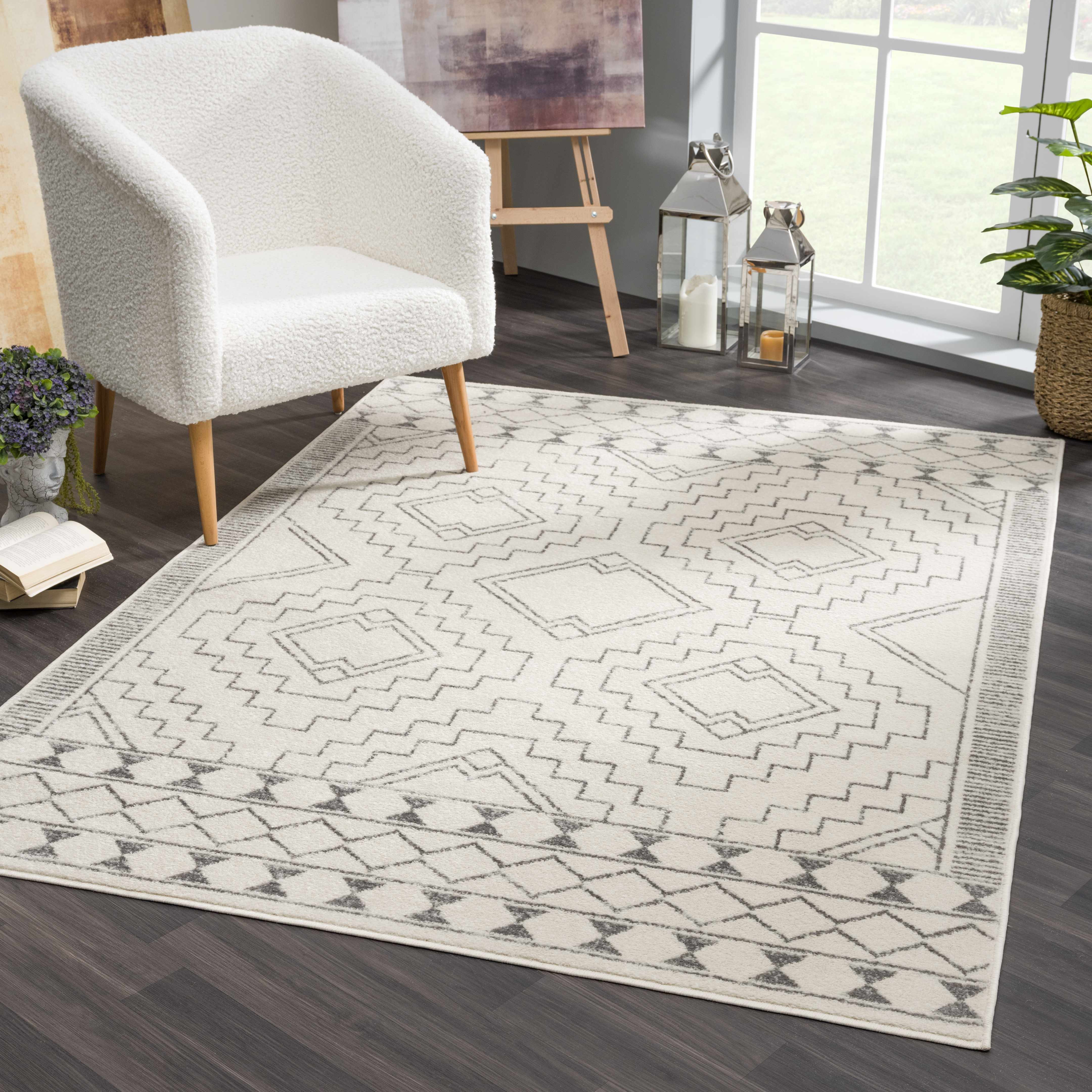 Alfombra tribal color marfil KMRSH-4614 - Oferta