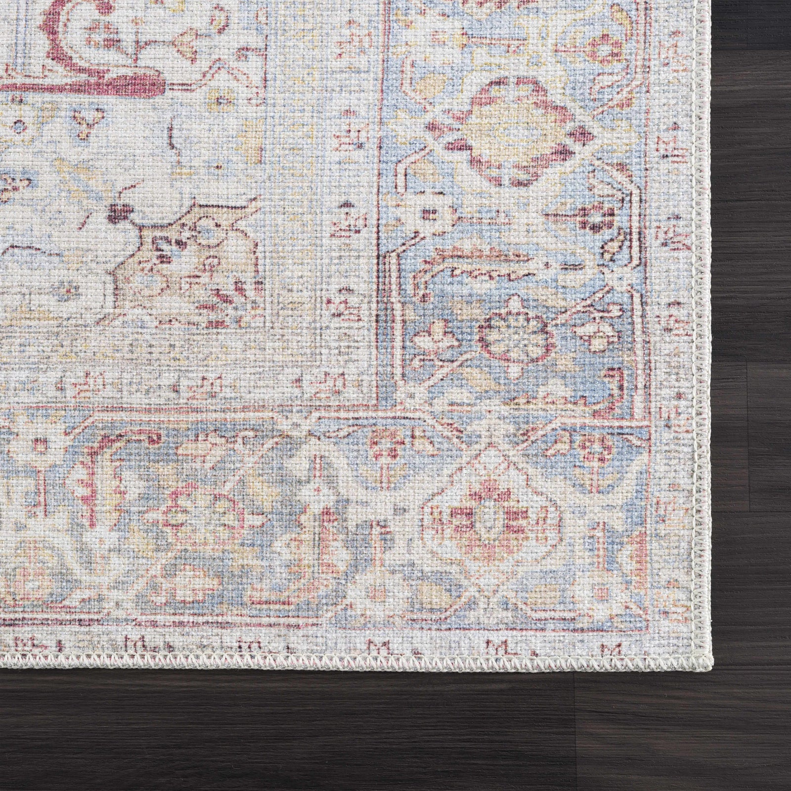 Alfombra lavable vintage Leeston en color crema óxido - Oferta