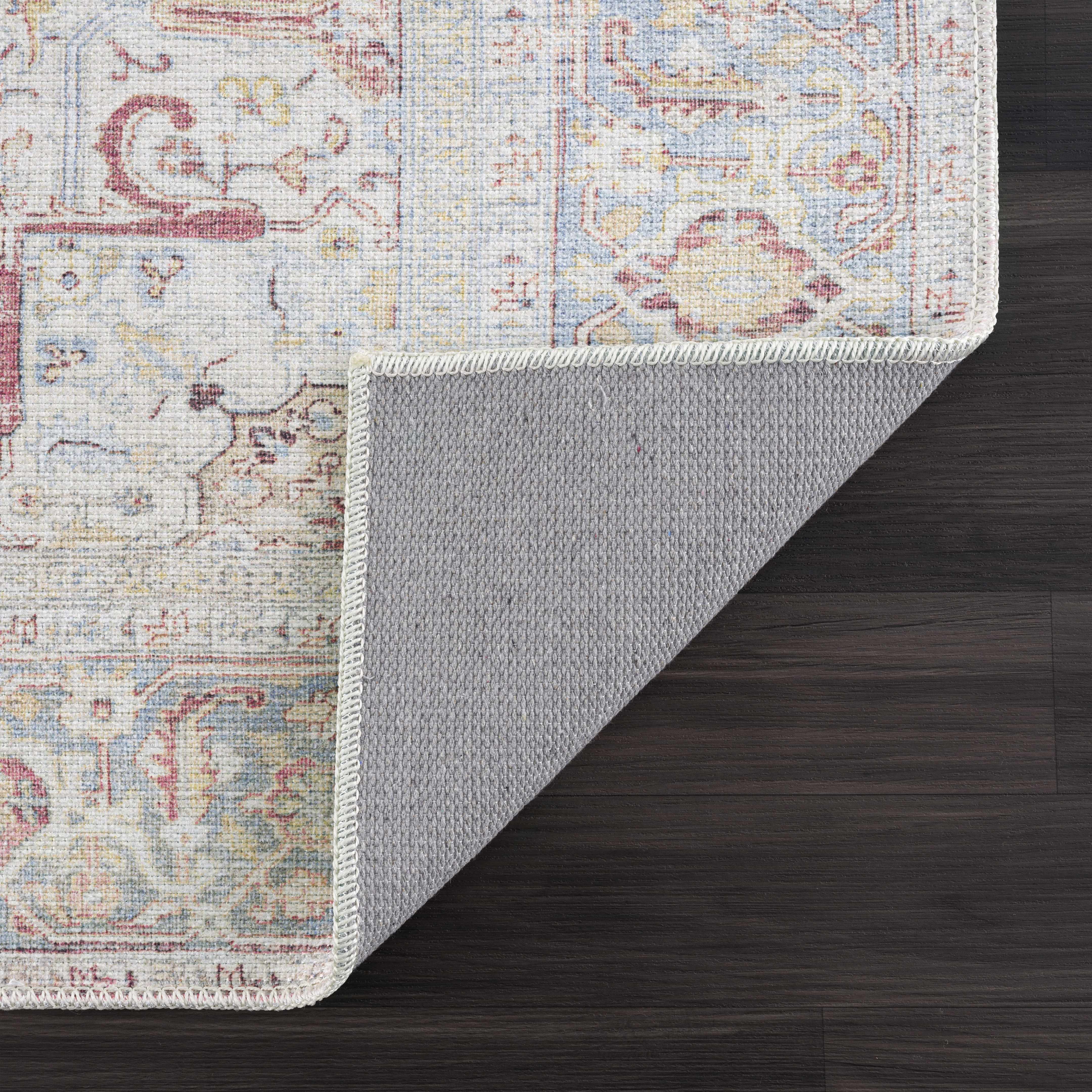Alfombra lavable vintage Leeston en color crema óxido - Oferta