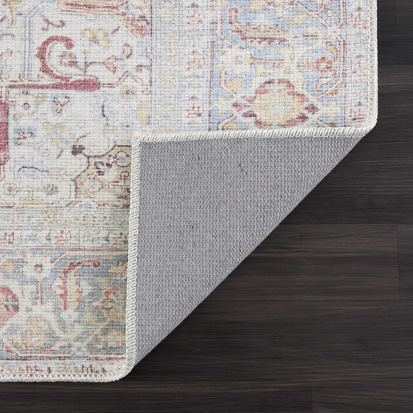 Alfombra lavable vintage Leeston en color crema óxido - Oferta