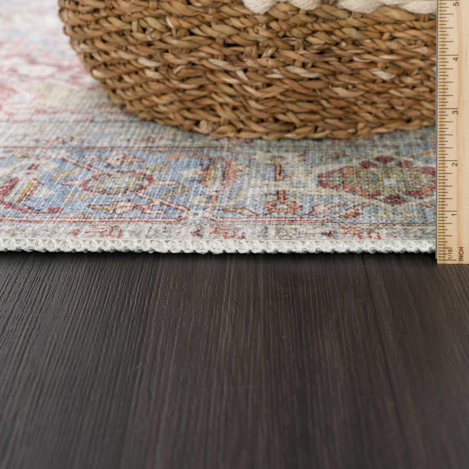 Alfombra lavable vintage Leeston en color crema óxido - Oferta