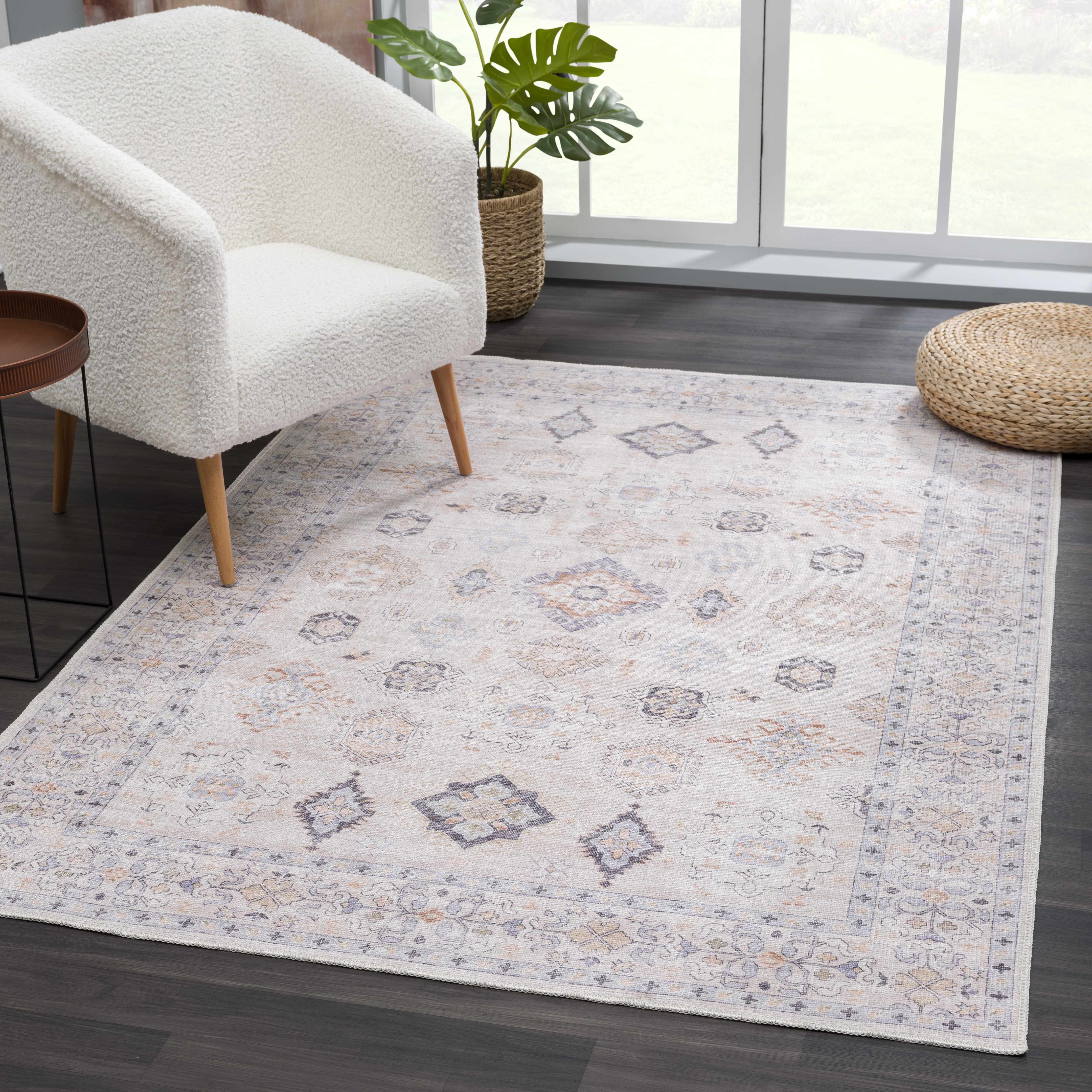 Alfombra lavable vintage Beckett beige - Liquidación