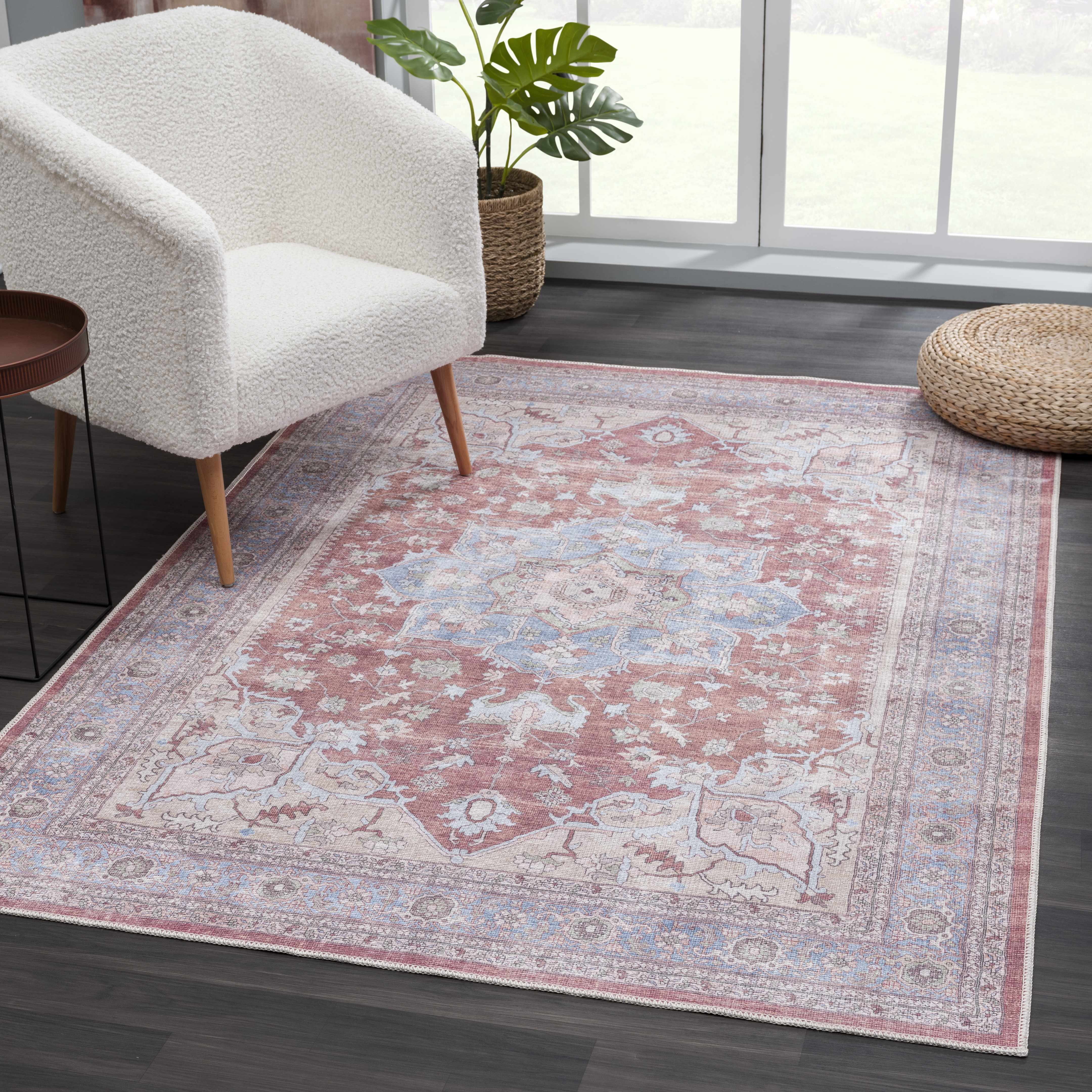 Alfombra lavable con medallón Bagamanoc marrón - Liquidación