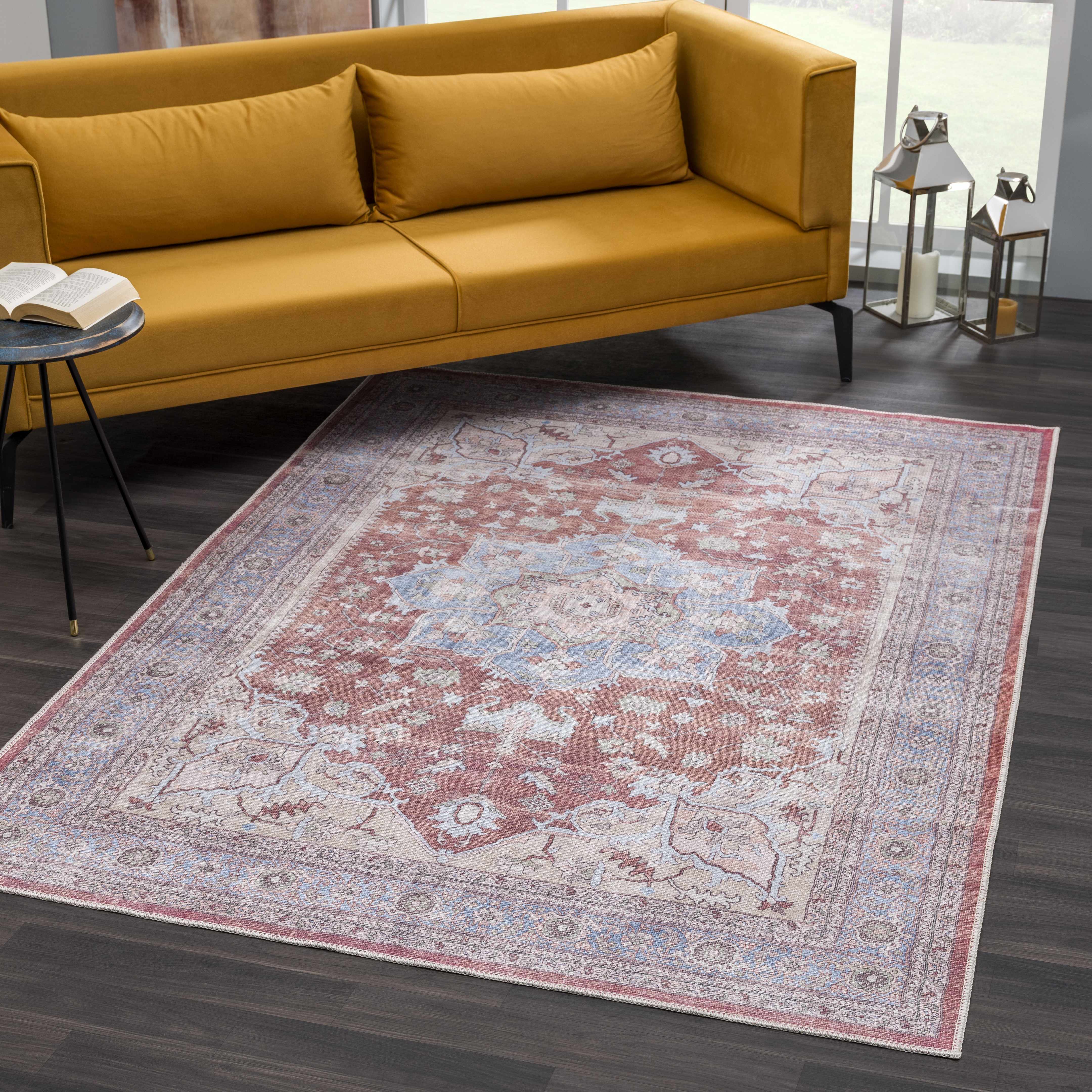 Alfombra lavable con medallón Bagamanoc marrón - Liquidación