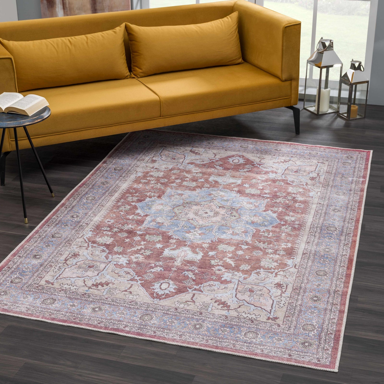 Alfombra lavable con medallón Bagamanoc marrón - Liquidación