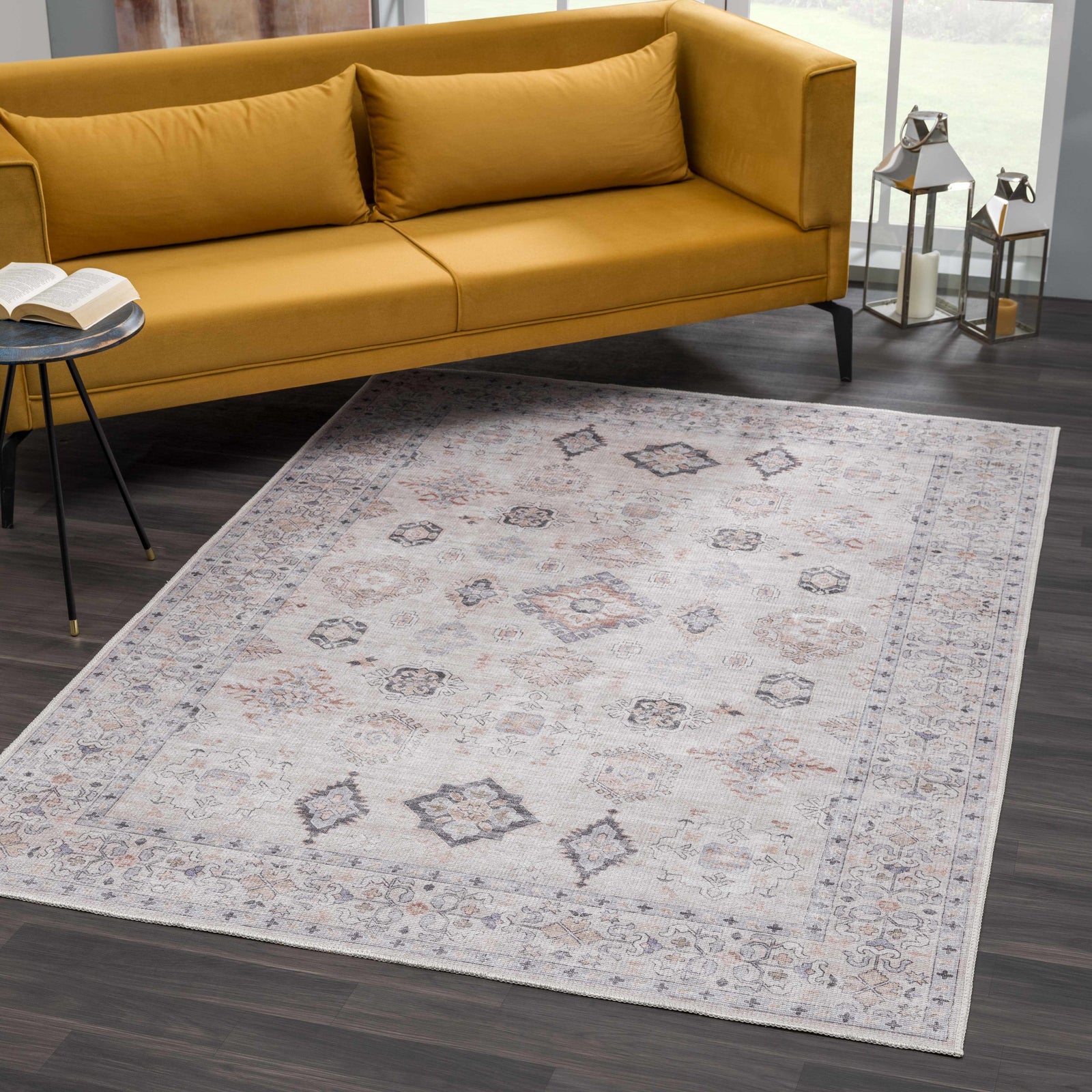Alfombra lavable vintage Beckett beige - Liquidación