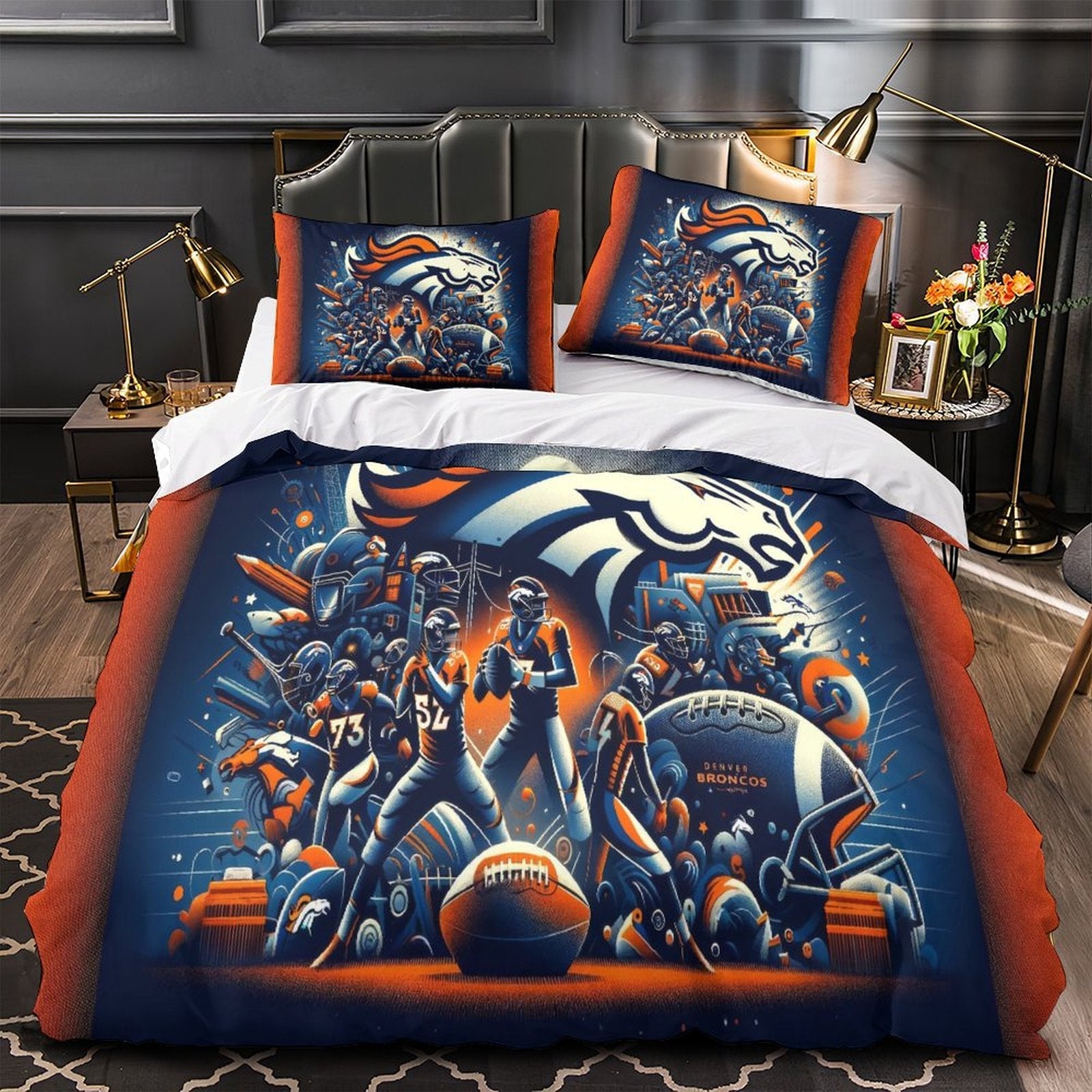 Juego de ropa de cama Denver Broncos, funda de edredón sin relleno