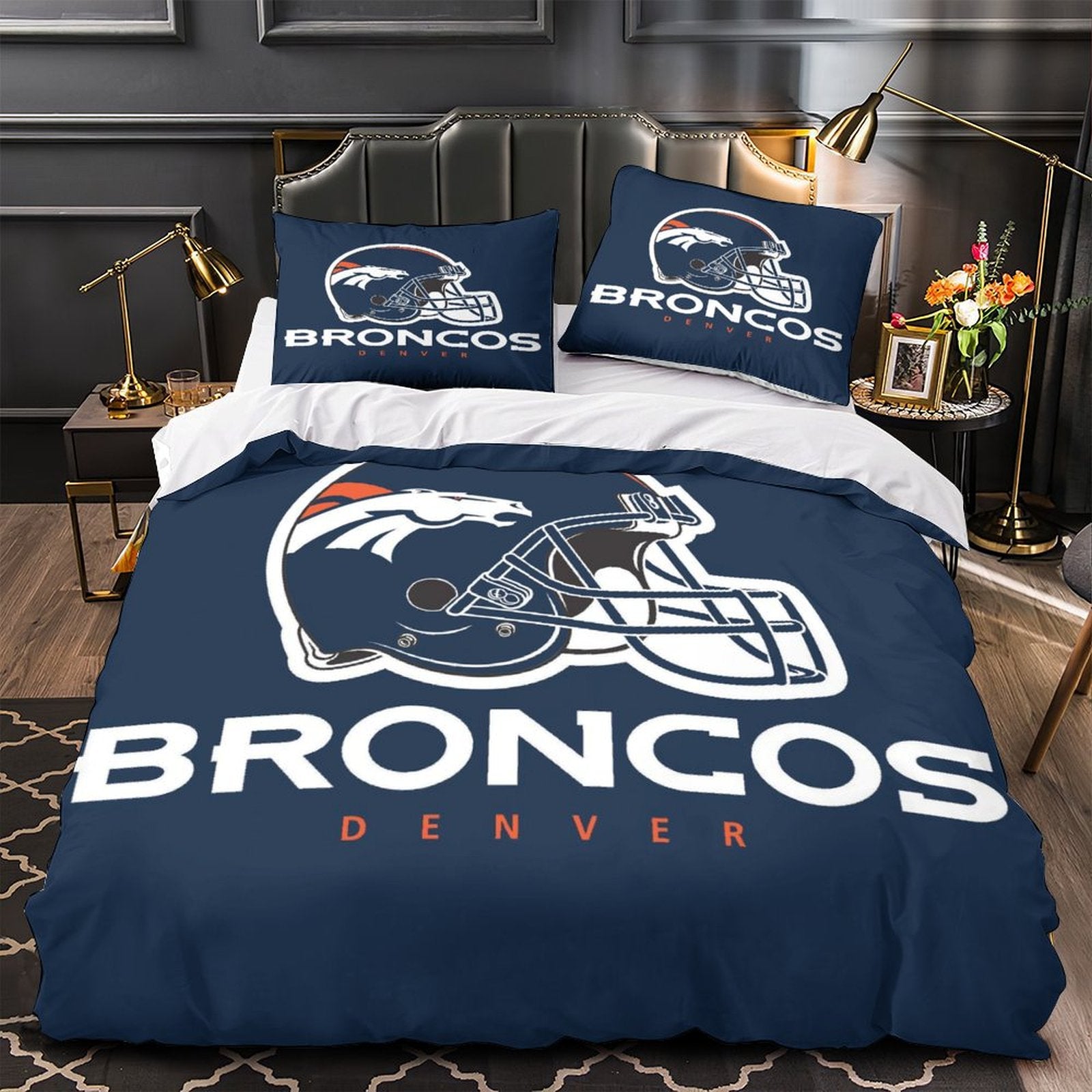 Juego de ropa de cama Denver Broncos, funda de edredón sin relleno