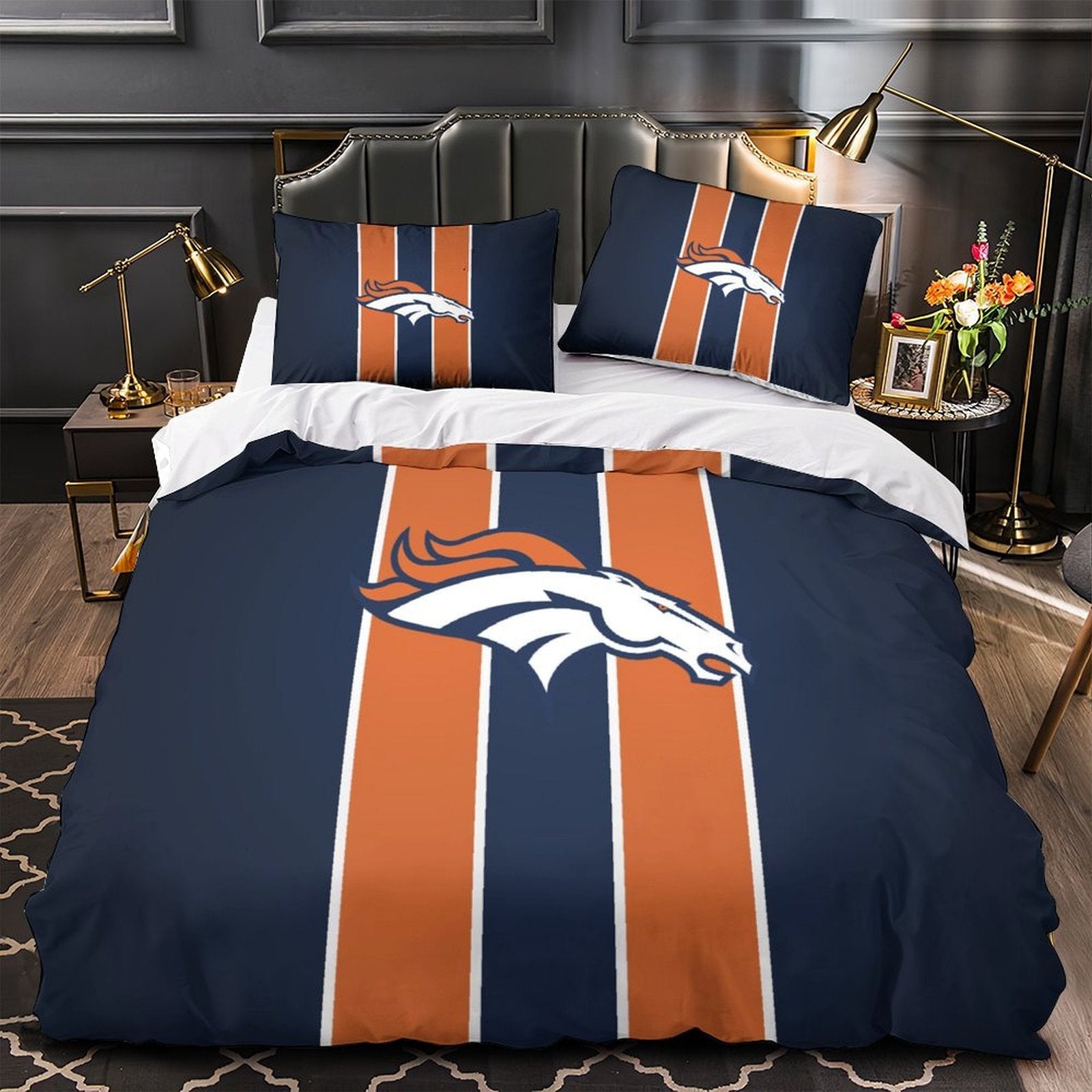Juego de ropa de cama Denver Broncos, funda de edredón sin relleno