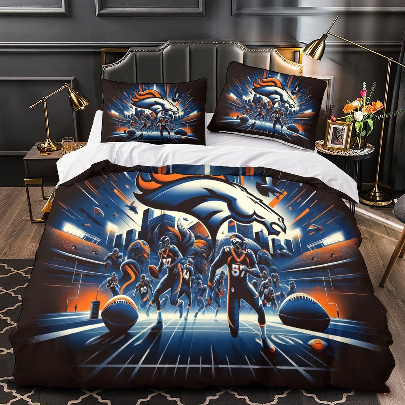 Juego de ropa de cama Denver Broncos, funda de edredón sin relleno