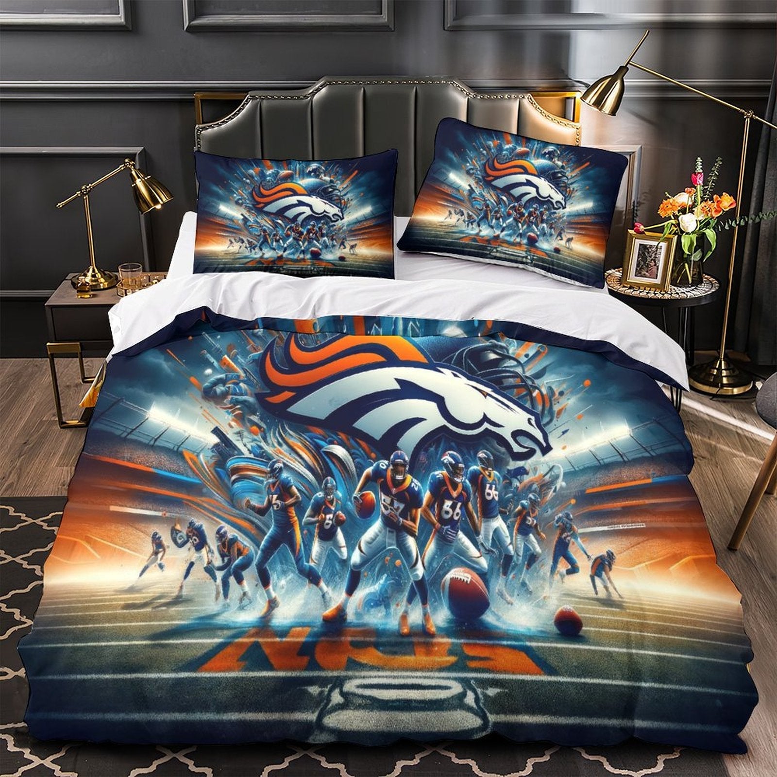 Juego de ropa de cama Denver Broncos, funda de edredón sin relleno
