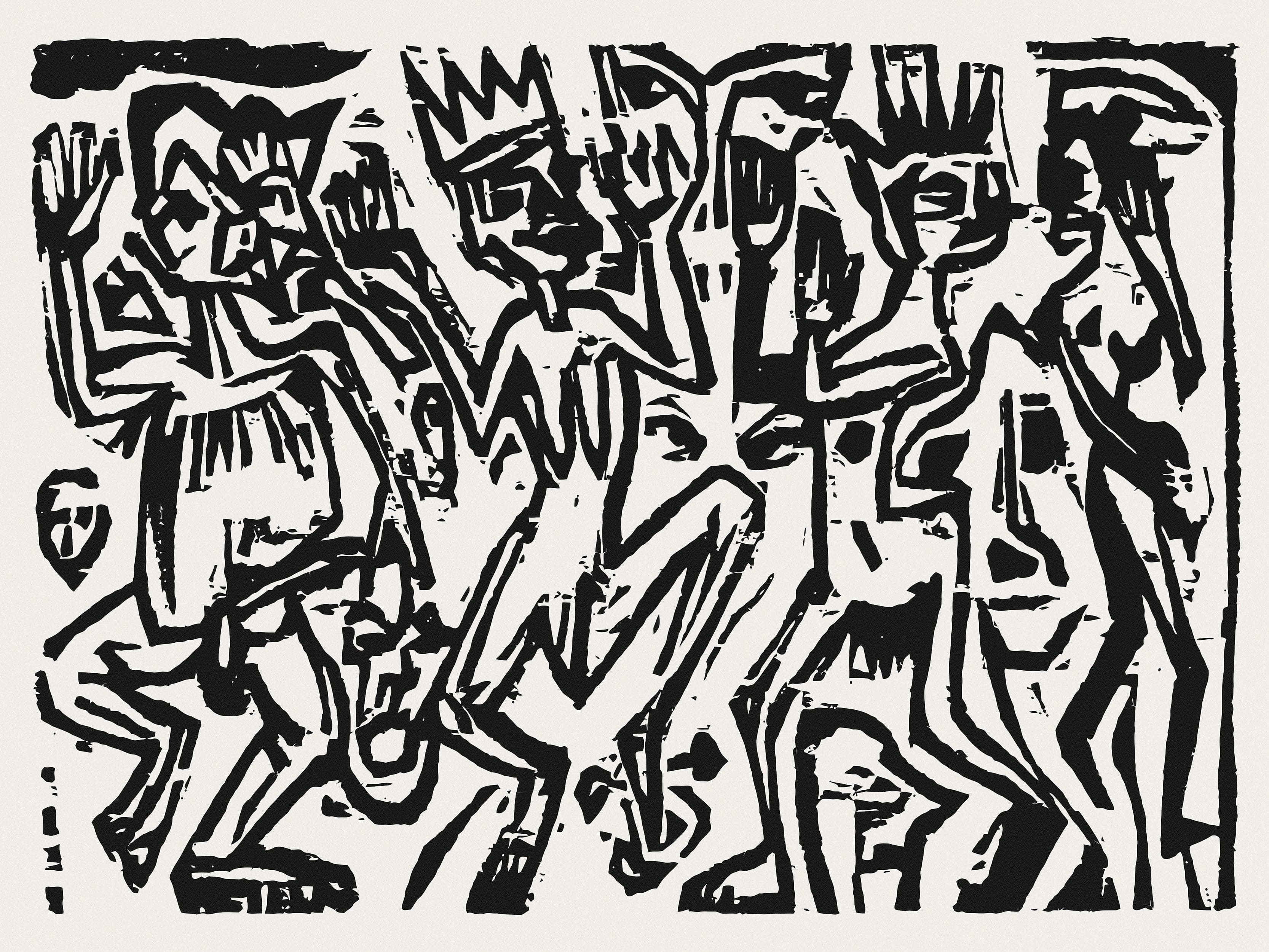Mural de pared con impresión artística de Die Irren III. Obra de arte famosa (1912-1923) de Ernst Ludwig Kirchner. #6349