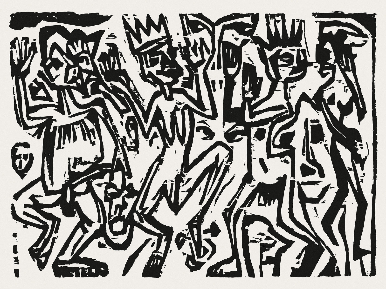 Mural de pared con impresión artística de Die Irren III. Obra de arte famosa (1912-1923) de Ernst Ludwig Kirchner. #6349