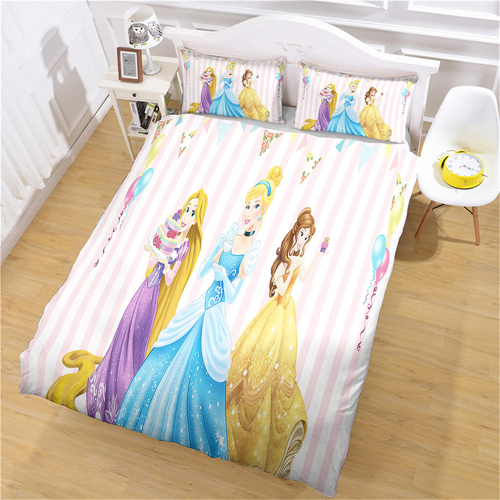 Juego de cama de princesas de Disney, funda de edredón sin relleno