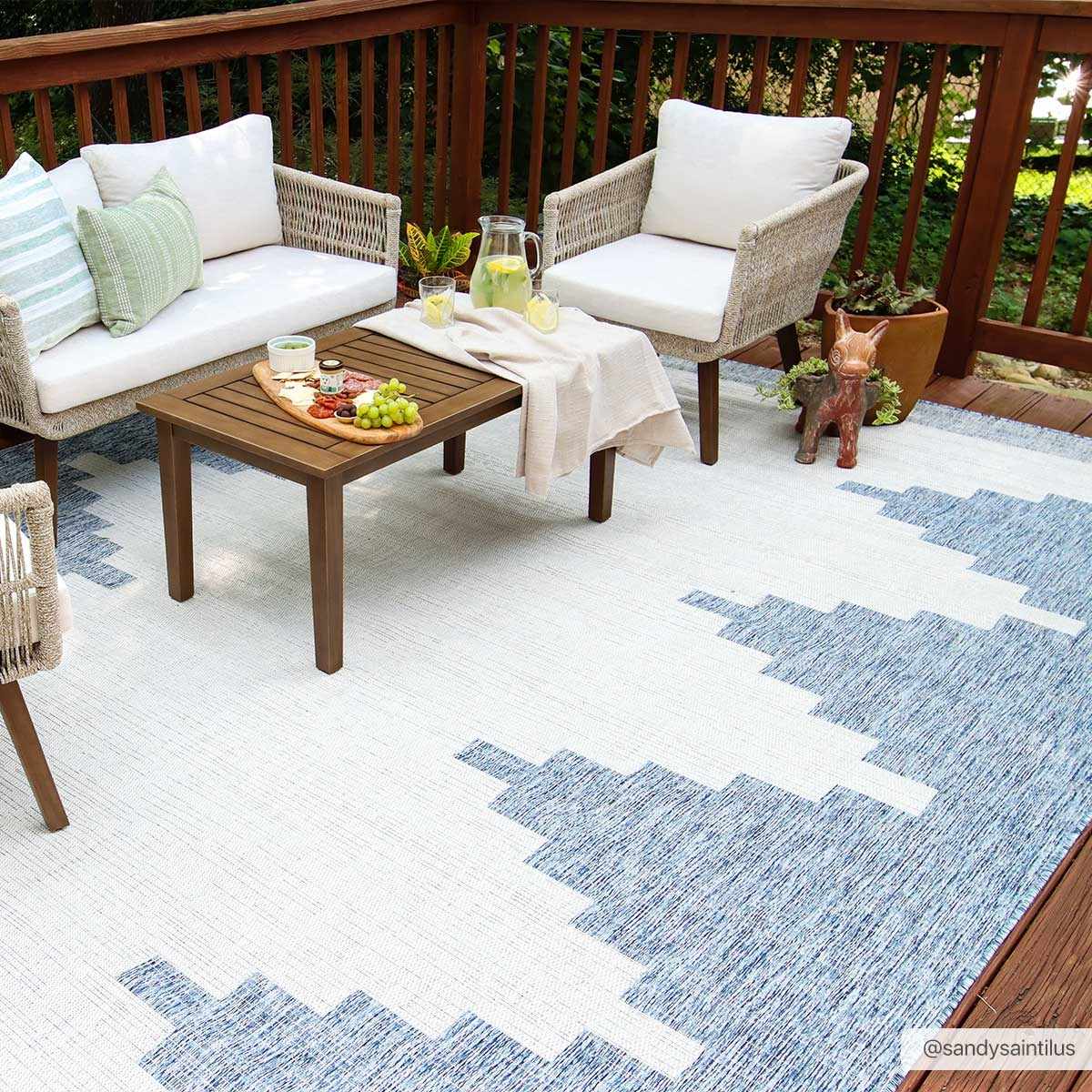 Alfombra de exterior azul Djugun