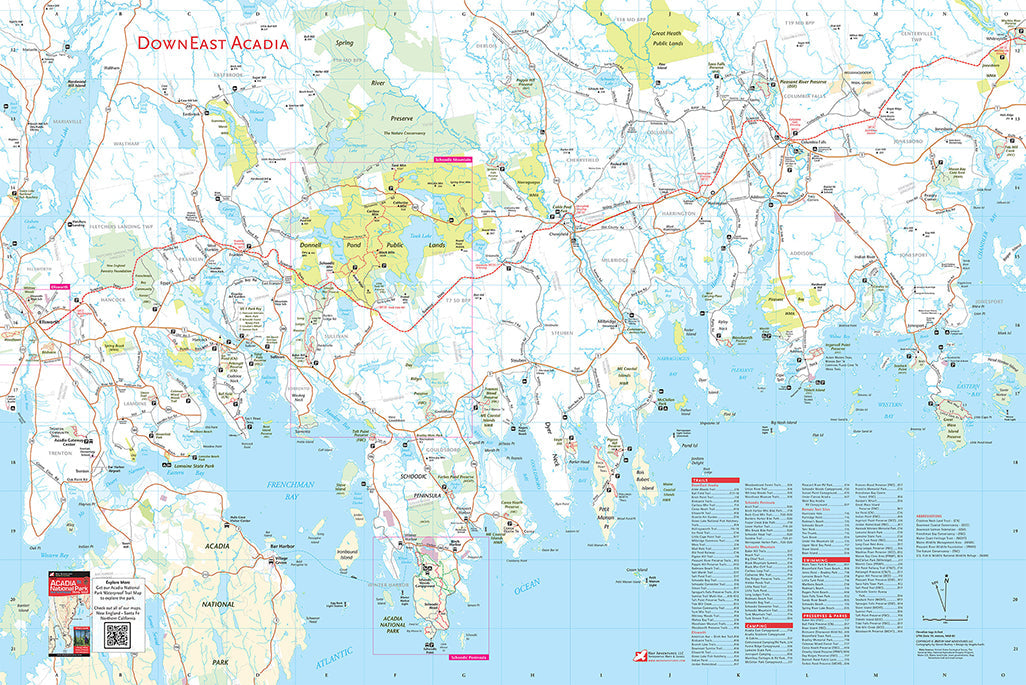 DownEast Acadia from Ellsworth to Jonesboro Hiking Trail Map