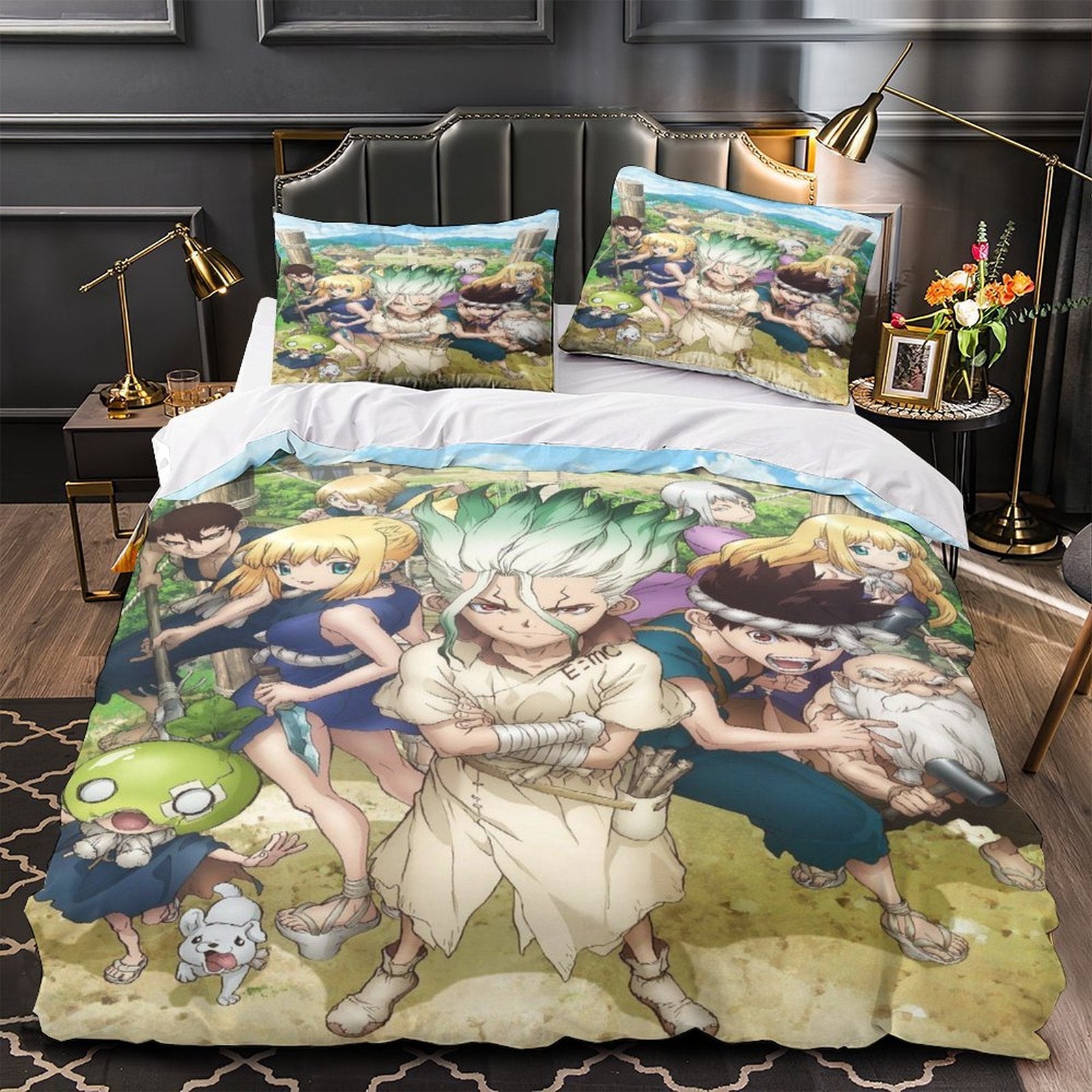 Juego de cama con funda de edredón y relleno de Dr Stone Hd Anime