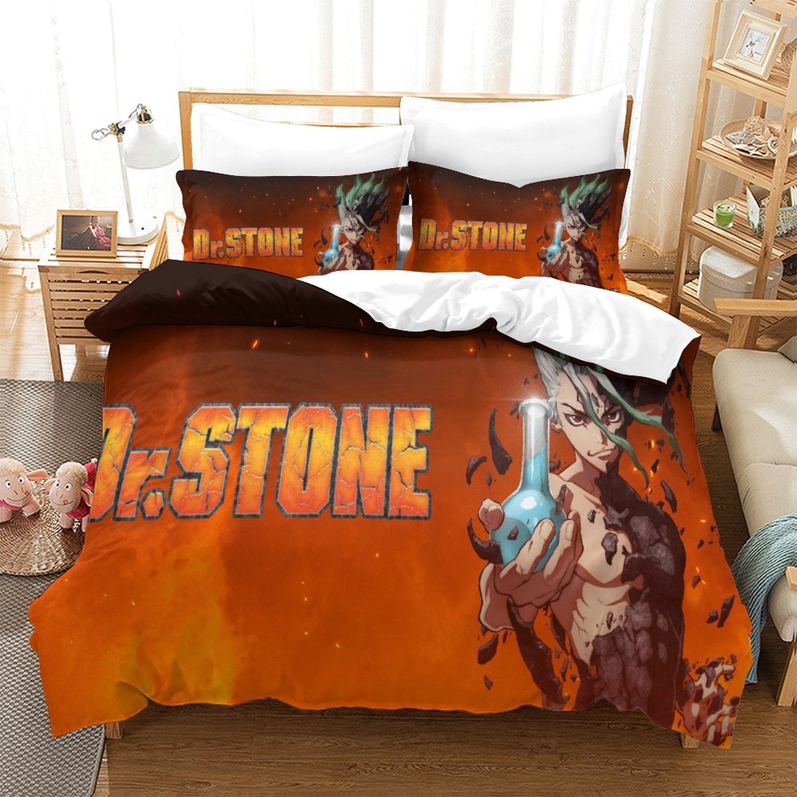 Juego de cama con funda de edredón y relleno de Dr Stone Hd Anime