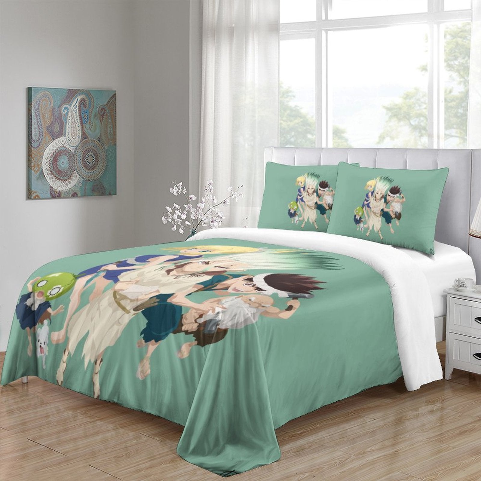 Juego de cama con funda de edredón y relleno de Dr Stone Hd Anime