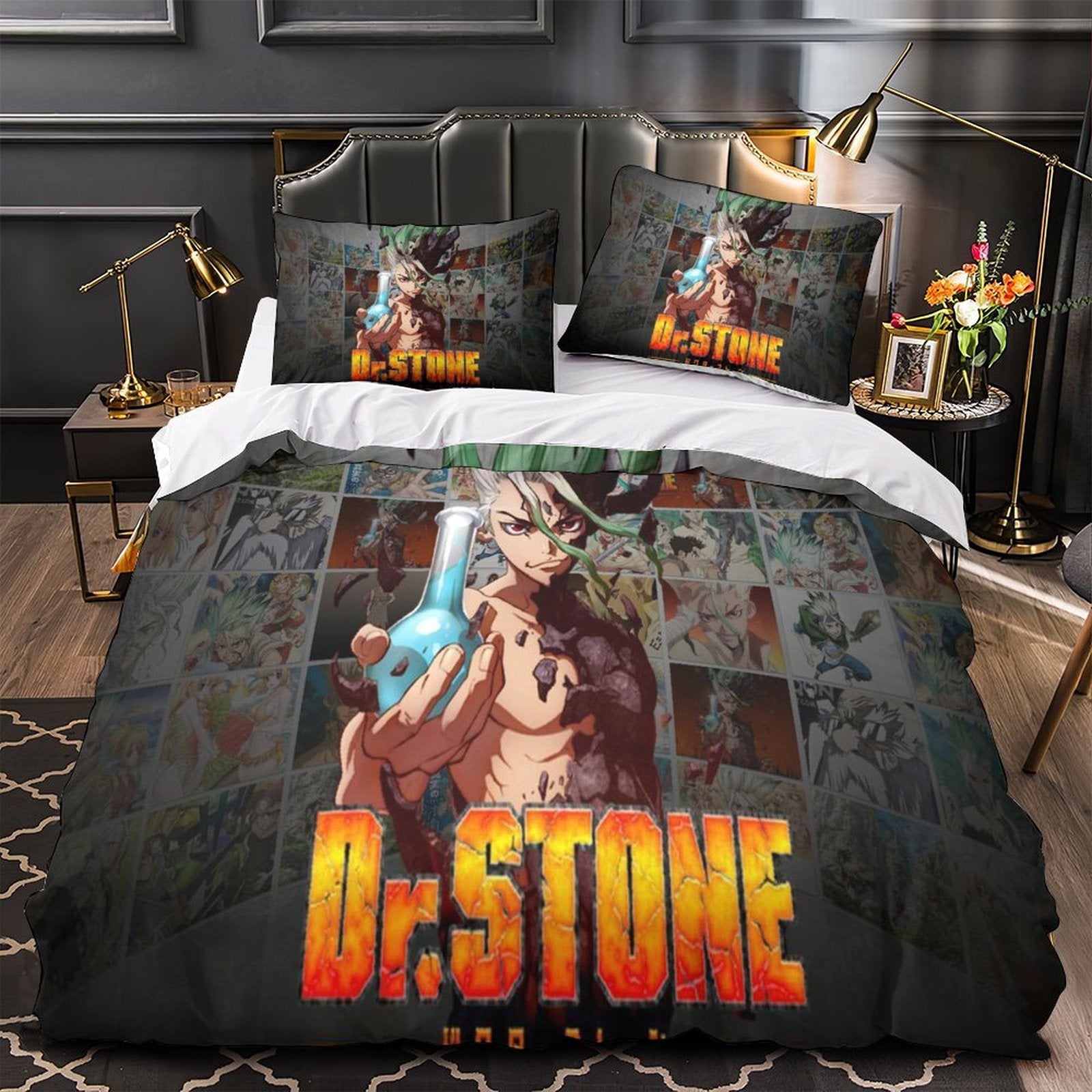 Juego de cama con funda de edredón y relleno de Dr Stone Hd Anime