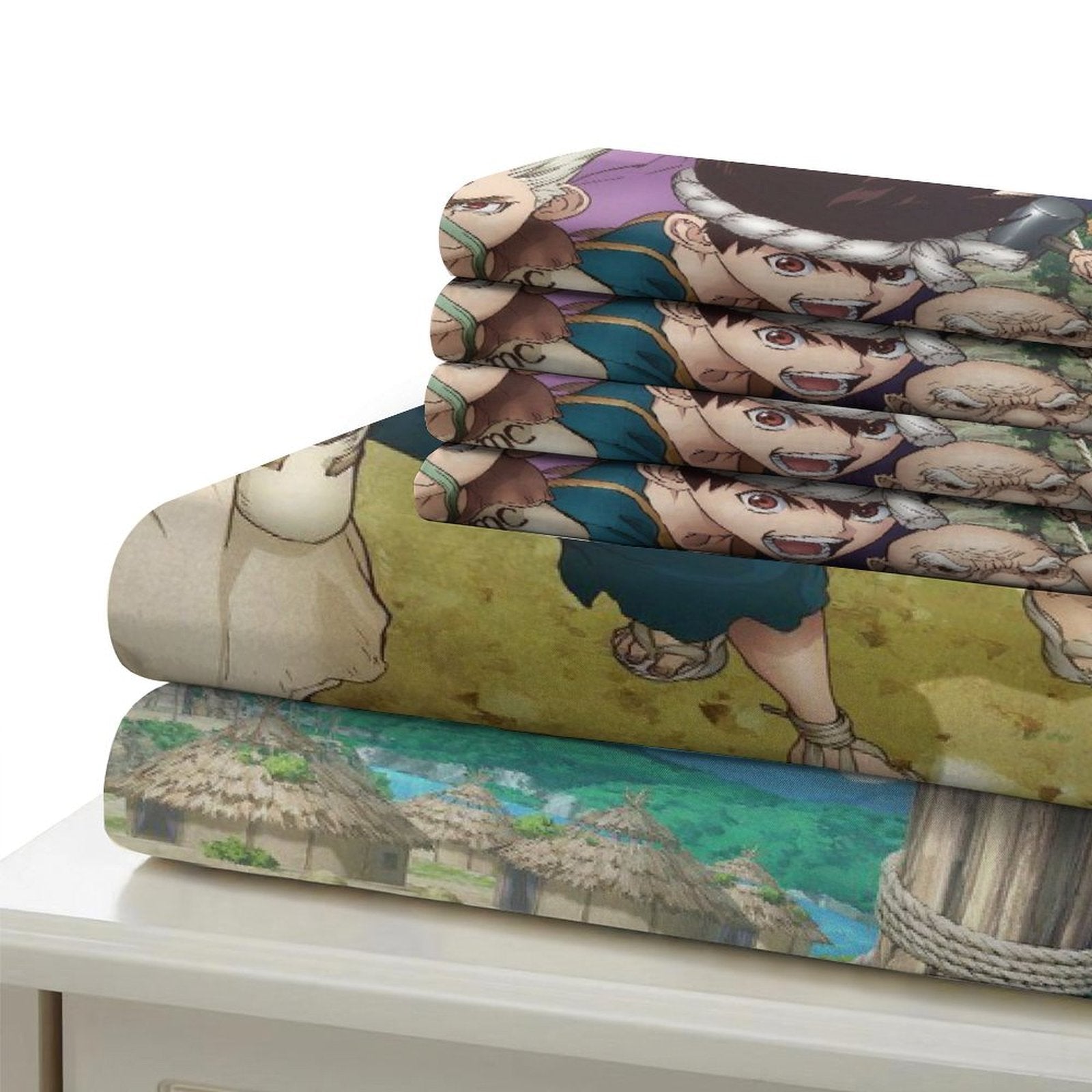 Juego de cama con funda de edredón y relleno de Dr Stone Hd Anime