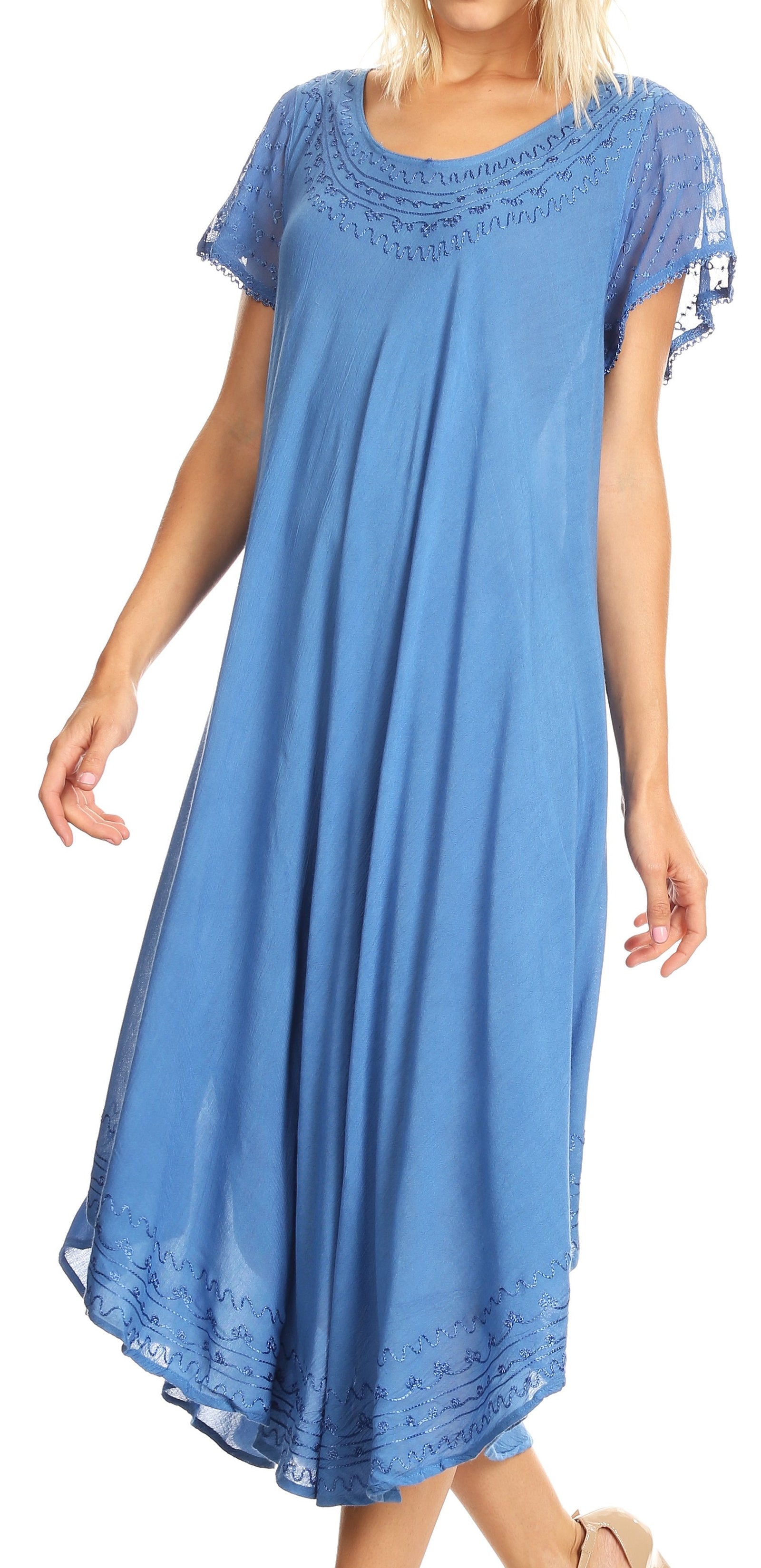 Sakkas Everyday Essentials Cap Sleeve Caftan Dress / Cover Up