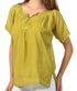 Sakkas Embroidered 100% Cotton Semi-Sheer Short Sleeve Gauzy Top / Blouse