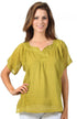 Sakkas Embroidered 100% Cotton Semi-Sheer Short Sleeve Gauzy Top / Blouse