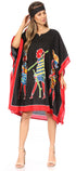 Sakkas Trina Women's Casual Loose Beach Poncho Caftan Dress Cover-up Many Print