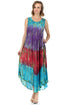 Sakkas Ombre Floral Tie Dye Tank Sheath Caftan Rayon Dress