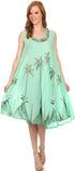 Sakkas Watercolor Palm Tree Tank Caftan Short Dress