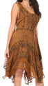 Sakkas Sundara Stonewashed Rayon Embroidered Mid Length Dress