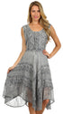 Sakkas Sundara Stonewashed Rayon Embroidered Mid Length Dress