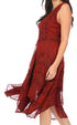 Sakkas Sundara Stonewashed Rayon Embroidered Mid Length Dress
