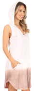 Sakkas Andrea Women's Casual Summer Cover-up Sleeveless Hoodie Dress Knit Tie-dye