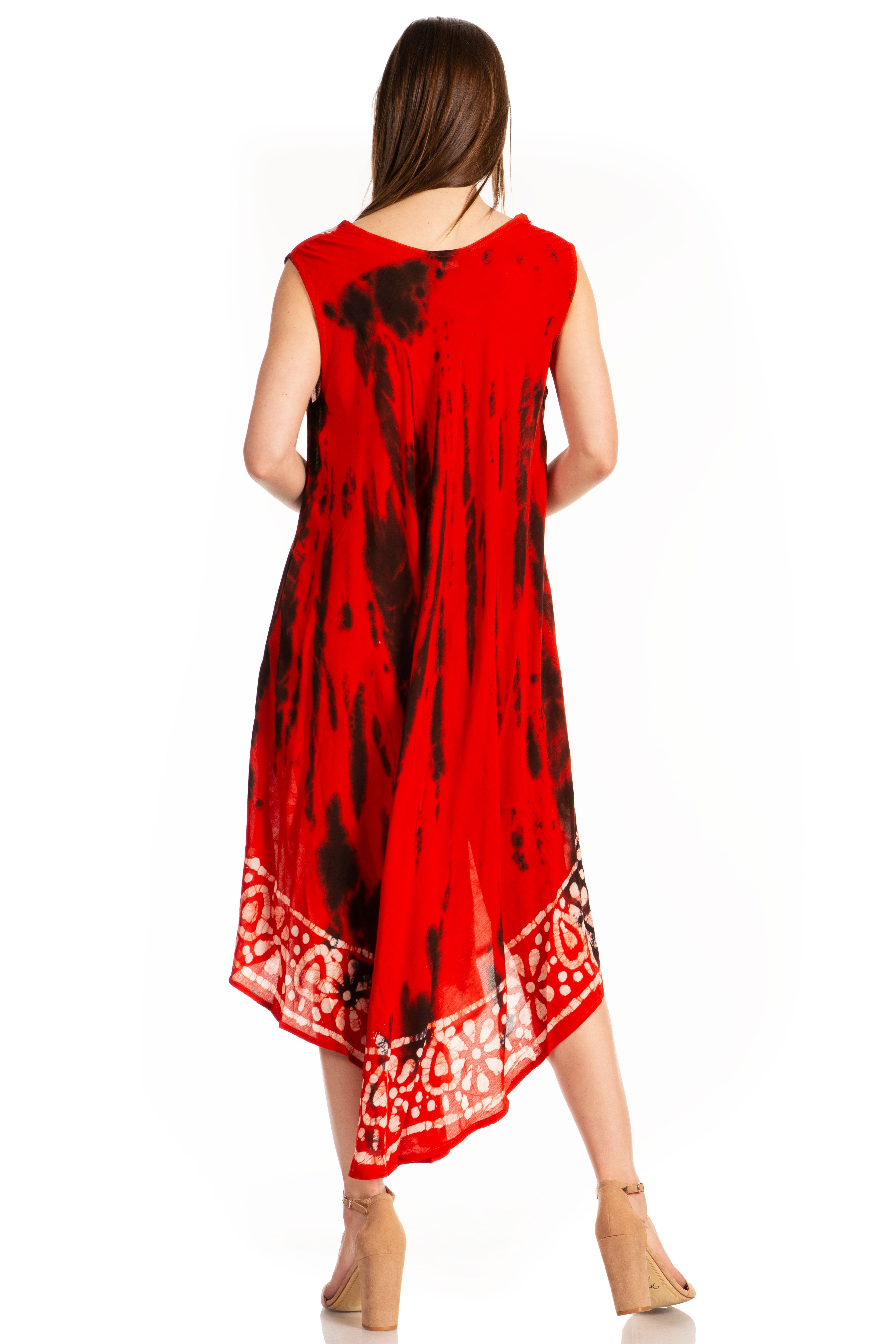 Vestido caftán largo sin mangas con bordado floral Alexis de Sakkas