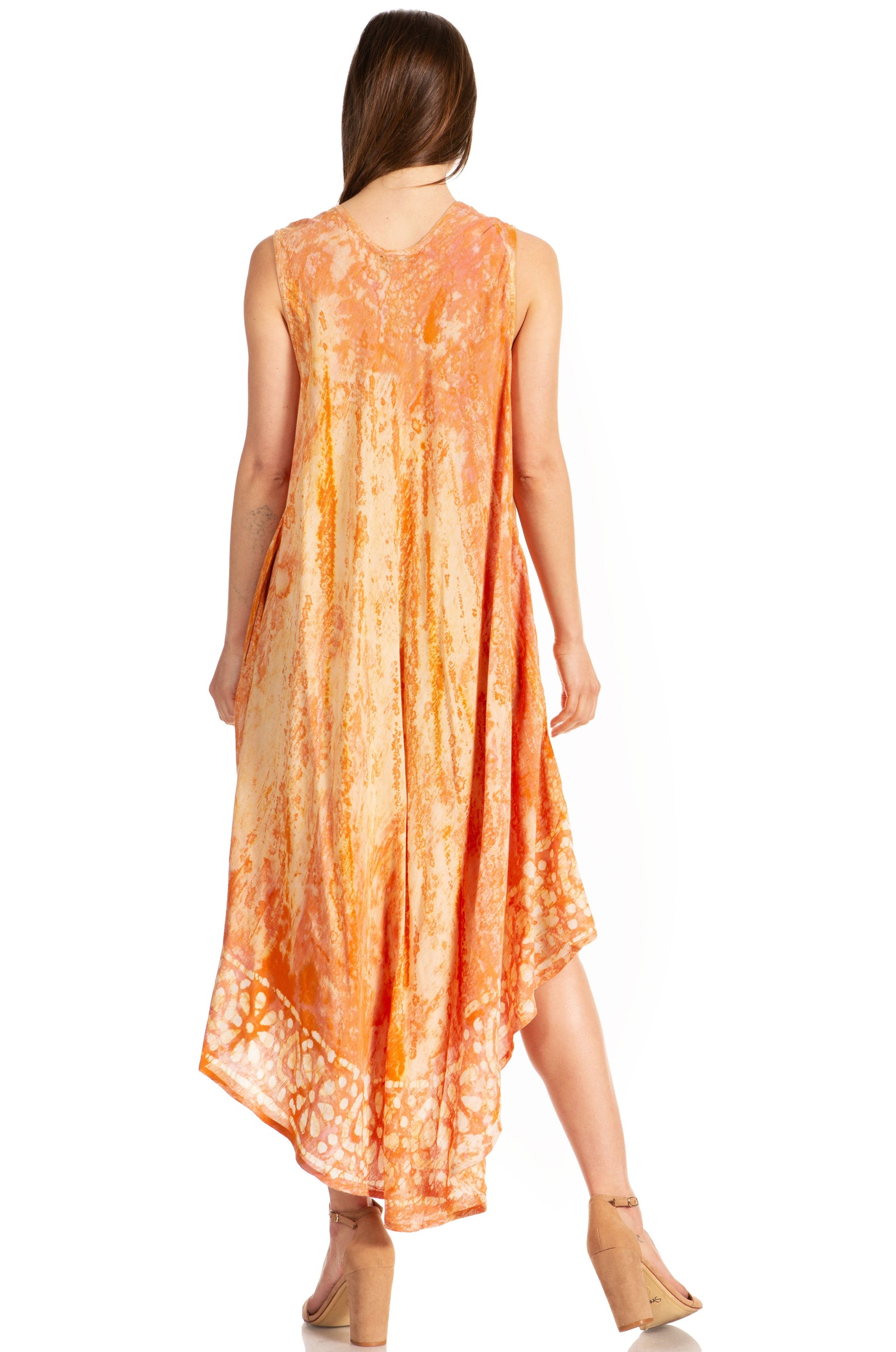 Vestido caftán largo sin mangas con bordado floral Alexis de Sakkas