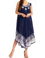 Vestido caftán largo sin mangas con bordado floral Alexis de Sakkas