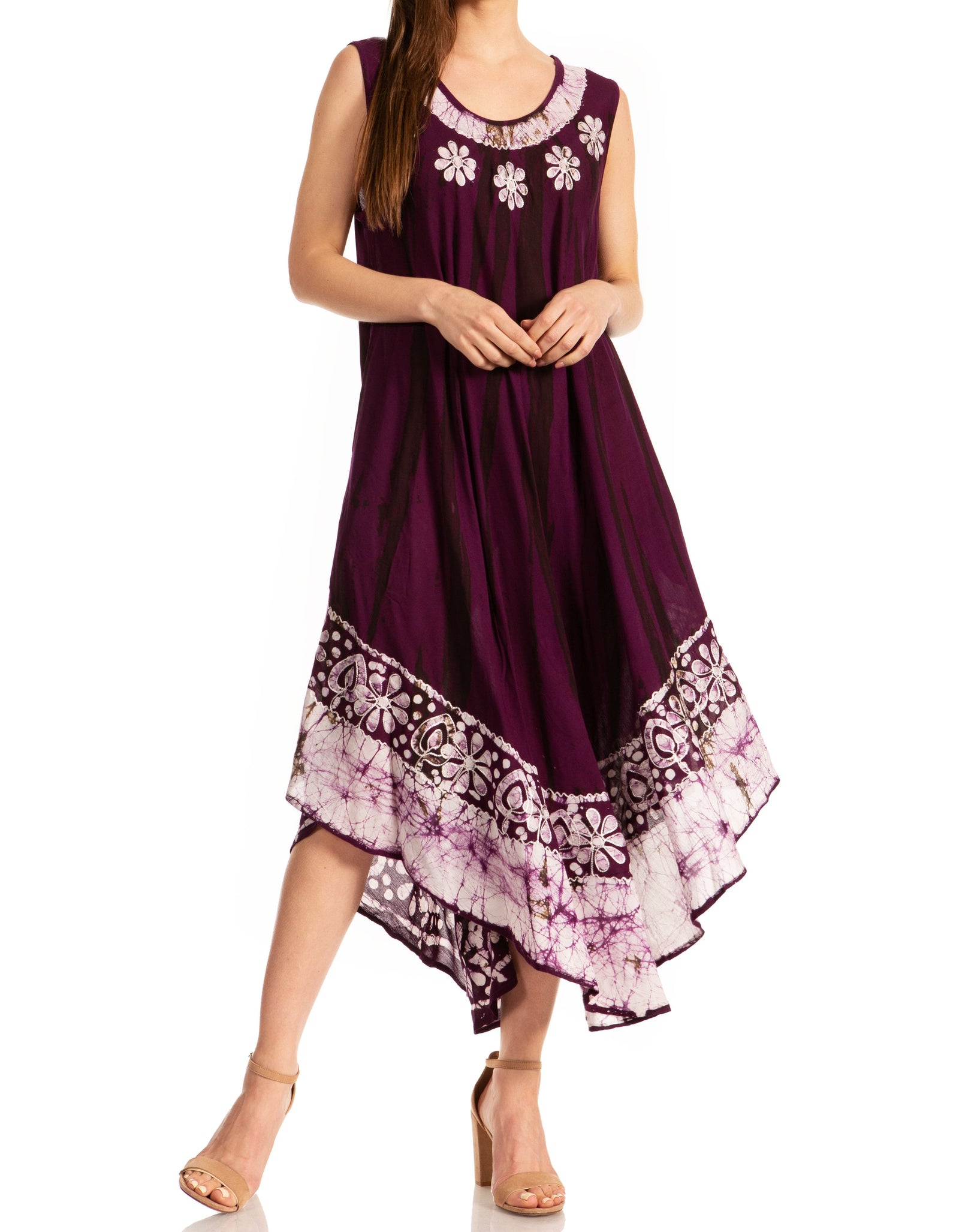 Vestido caftán largo sin mangas con bordado floral Alexis de Sakkas
