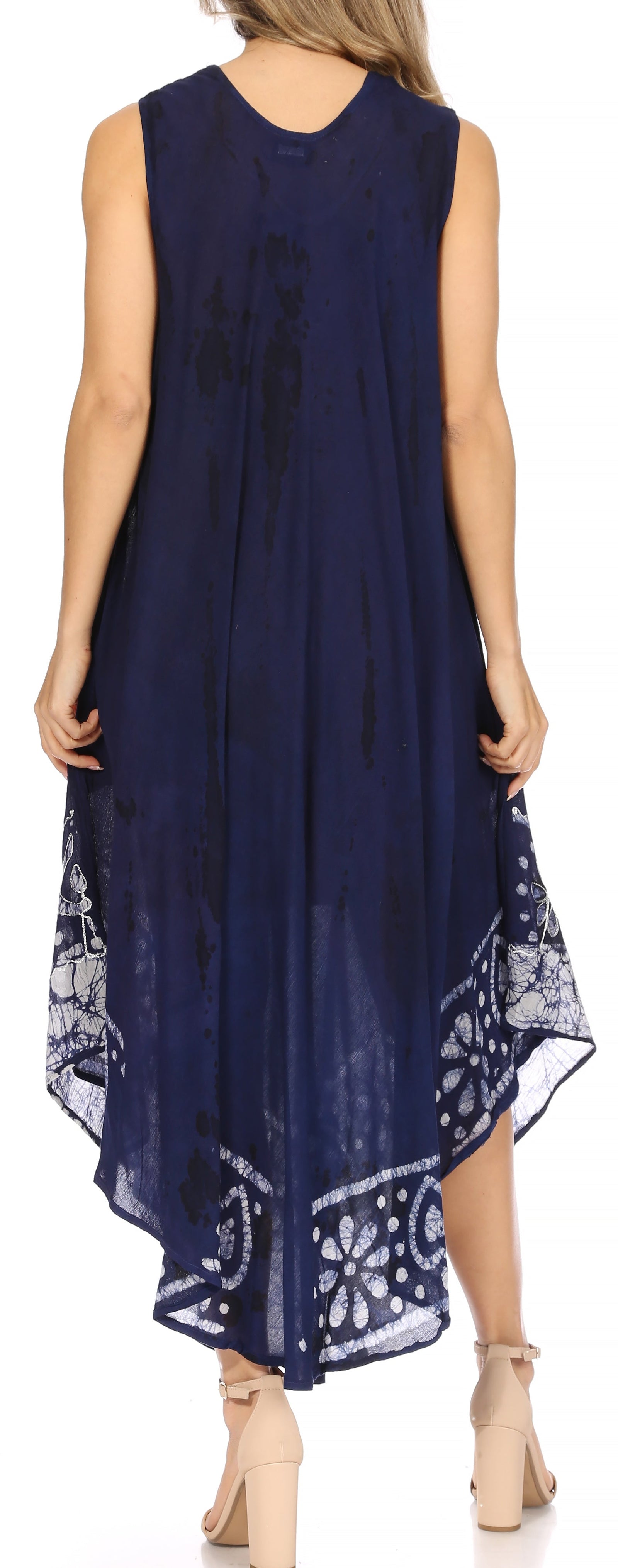 Vestido caftán largo sin mangas con bordado floral Alexis de Sakkas