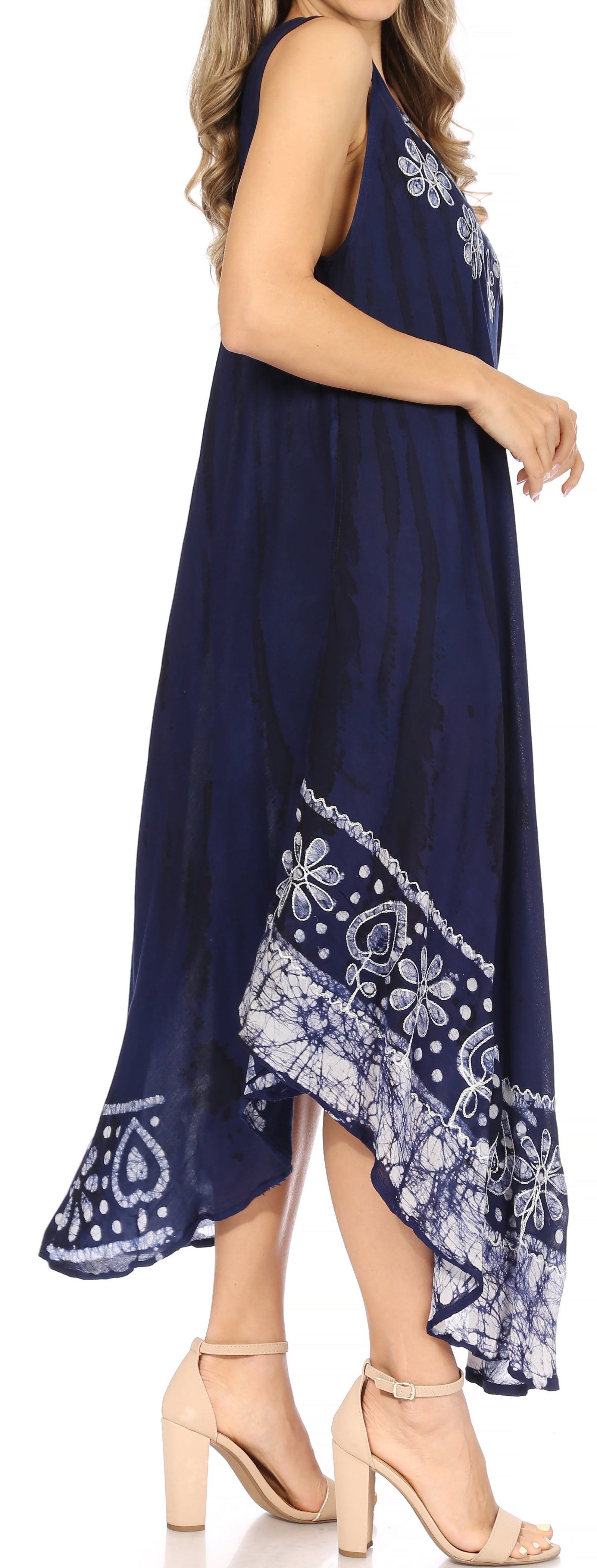 Vestido caftán largo sin mangas con bordado floral Alexis de Sakkas