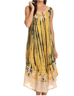 Vestido caftán largo sin mangas con bordado floral Alexis de Sakkas