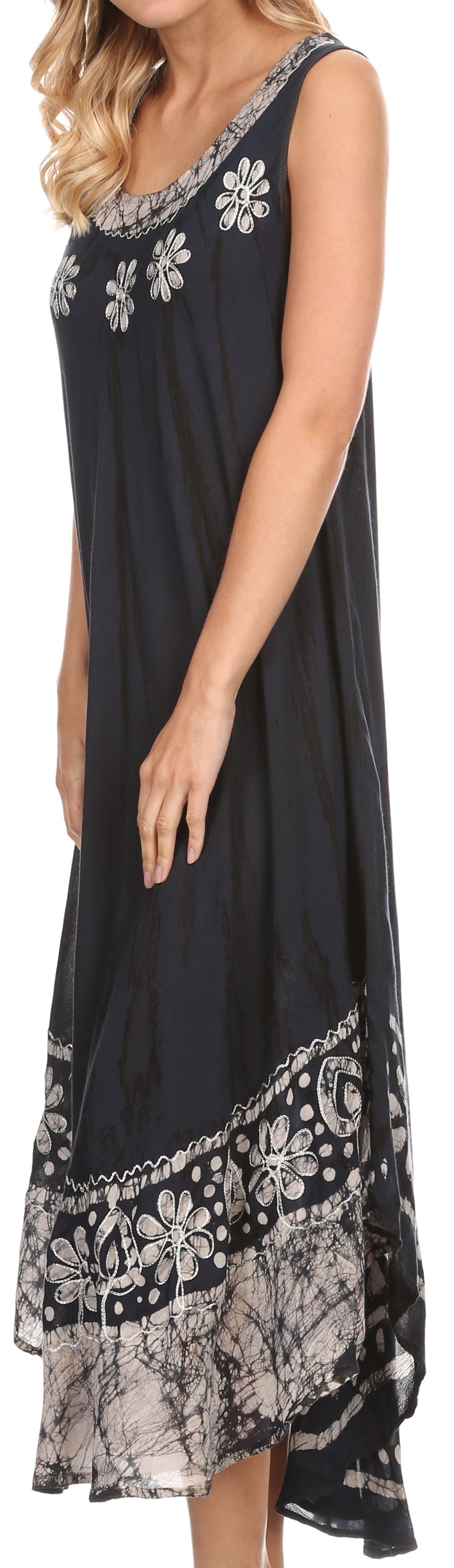 Vestido caftán largo sin mangas con bordado floral Alexis de Sakkas