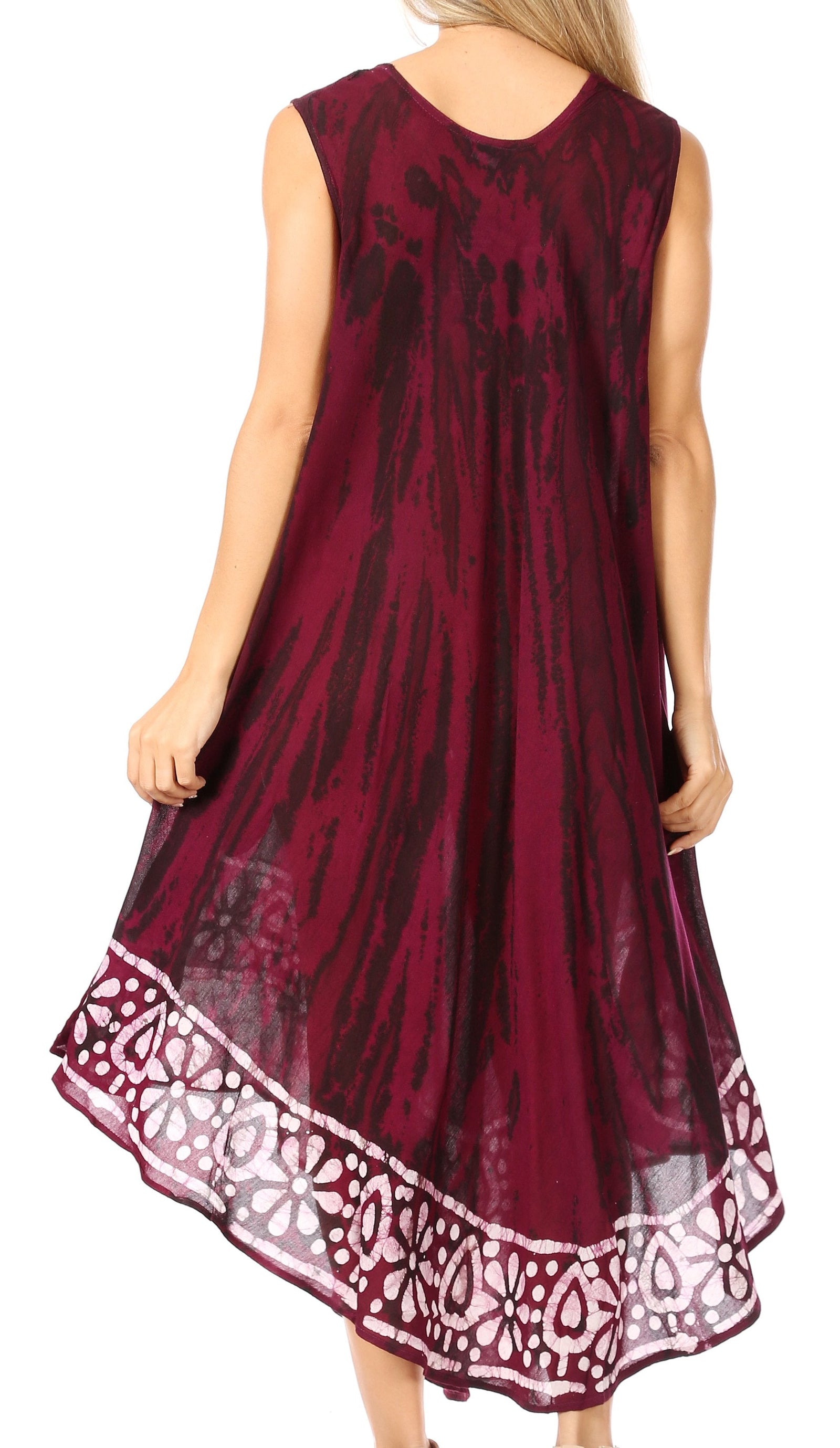 Vestido caftán largo sin mangas con bordado floral Alexis de Sakkas
