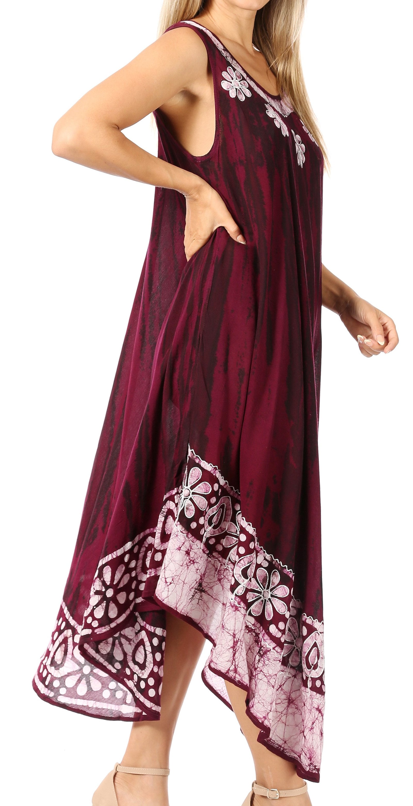 Vestido caftán largo sin mangas con bordado floral Alexis de Sakkas