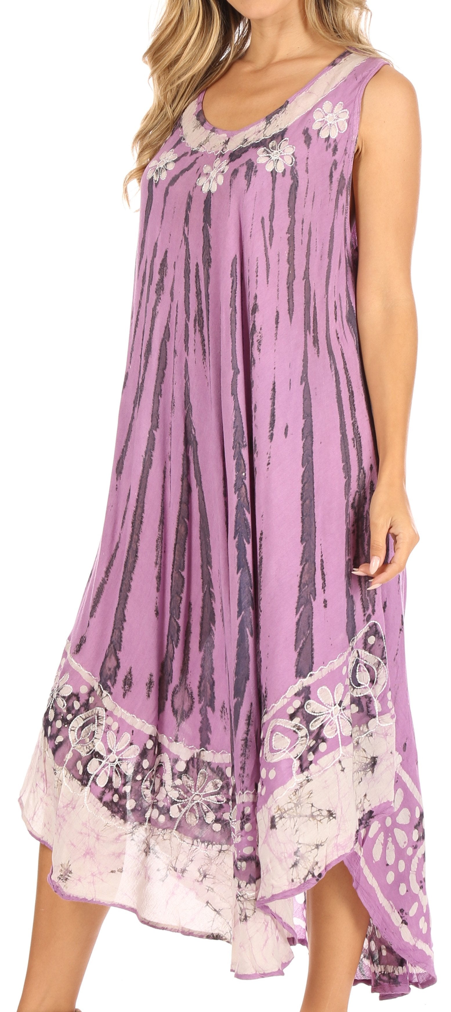 Vestido caftán largo sin mangas con bordado floral Alexis de Sakkas